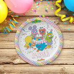 Sesame Street | Baby's First Birthday Paper Plate<br><div class="desc">Make your little one’s first birthday extra special with these vibrant Sesame Street-themed paper plates. Featuring Elmo, Big Bird, and Cookie Monster surrounded by colourful balloons and the phrase "Baby’s First Birthday, " these plates are perfect for serving cake, snacks, and treats. Designed to add charm to your celebration while...</div>