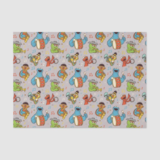 Sesame Street Band Grey Pattern Tissue Paper (Front)