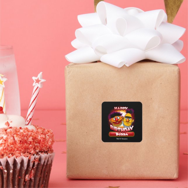 Sesame Street | Bert & Ernie Themed Birthday Square Sticker (Party)