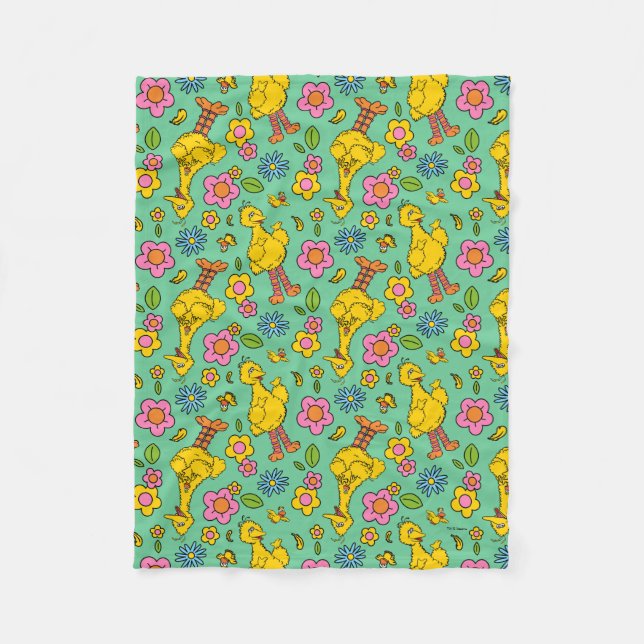 Sesame Street | Big Bird & Little Bird Pattern Fleece Blanket (Front)