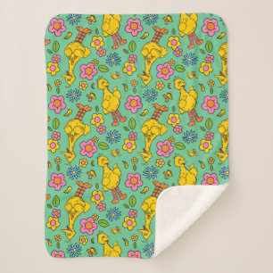 Sesame Street   Big Bird & Little Bird Pattern Sherpa Blanket