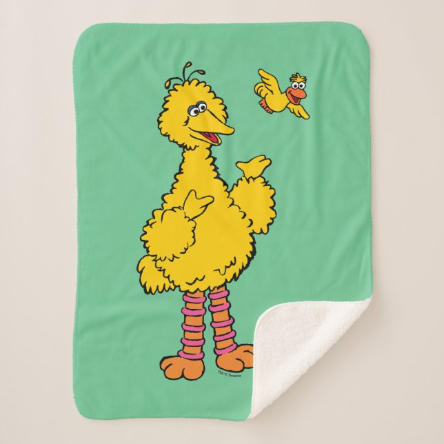 Sesame Street | Big Bird & Little Bird Sherpa Blanket (Front)