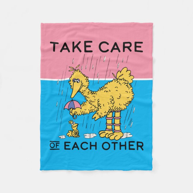 Sesame Street | Big Bird Take Care of Each Other Fleece Blanket (Front)