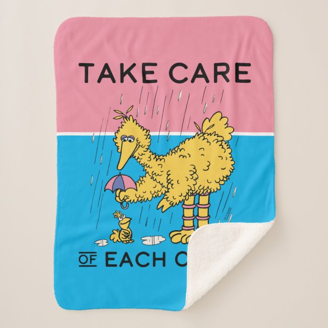 Sesame Street | Big Bird Take Care of Each Other Sherpa Blanket (Front)