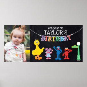 Sesame Street Chalkboard Rainbow Birthday Welcome Poster