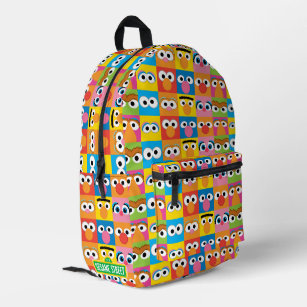 Sesame Street Character Eyes Pattern Printed Backpack