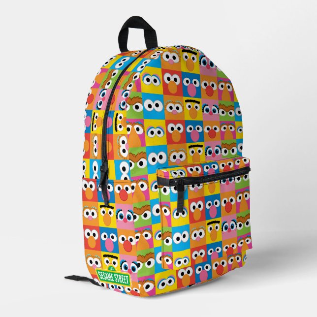 Sesame Street Character Eyes Pattern Printed Backpack (Back Corner Left)