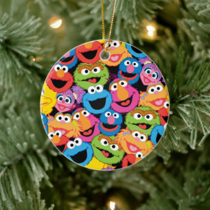 Sesame Street Character Faces Pattern Ceramic Ornament
