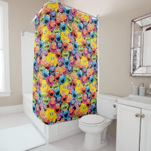 Sesame Street Character Faces Pattern Shower Curtain