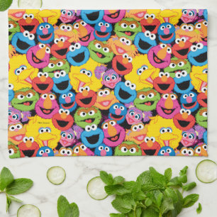Sesame Street Character Faces Pattern Tea Towel