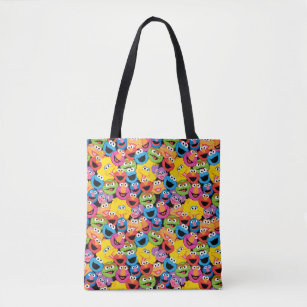Sesame Street Character Faces Pattern Tote Bag