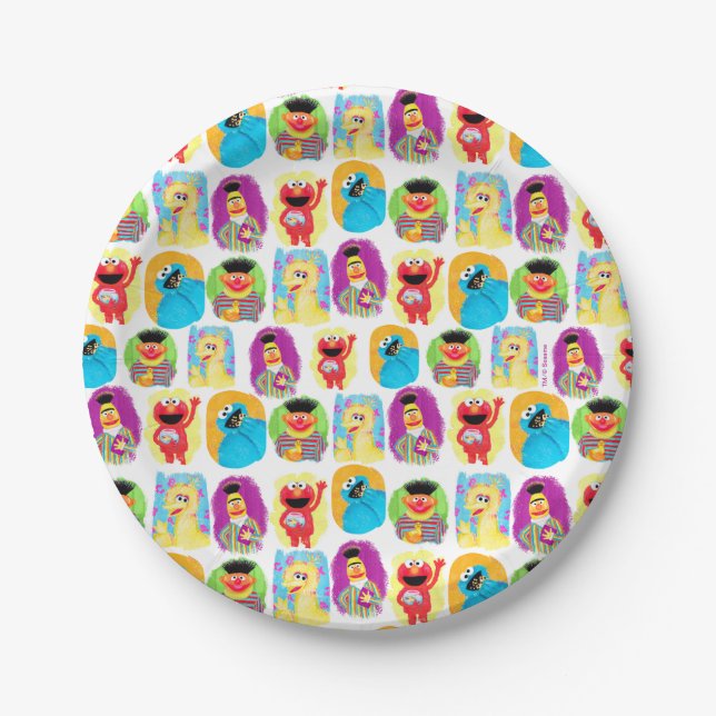 Sesame Street Character Fun & Colourful Pattern Paper Plate (Front)