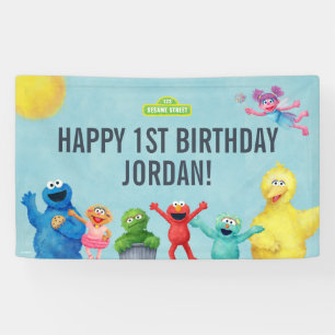 Sesame Street Character Illustration Birthday Banner