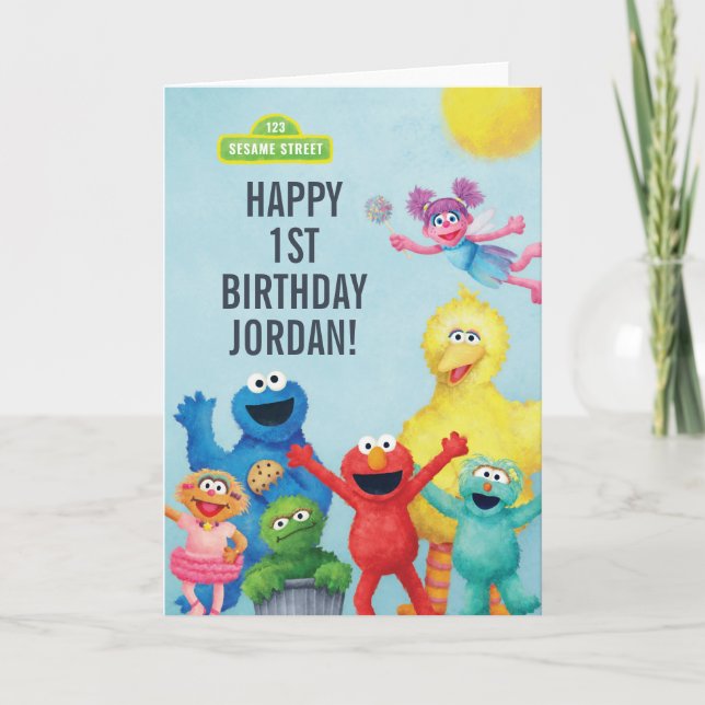Sesame Street Character Illustration Birthday Card (Front)