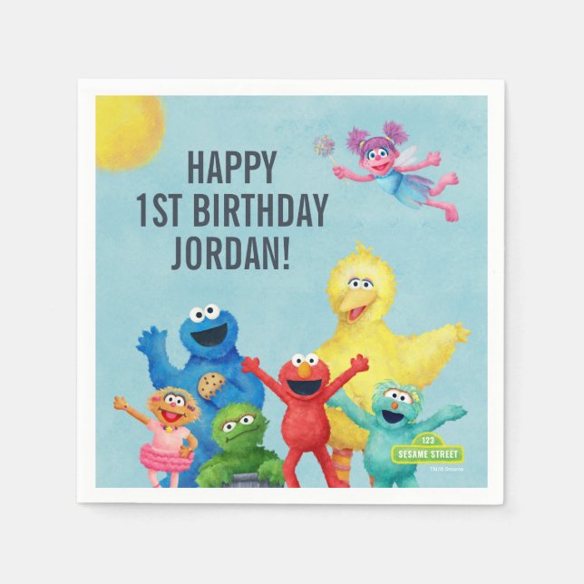 Sesame Street Character Illustration Napkin (Front)