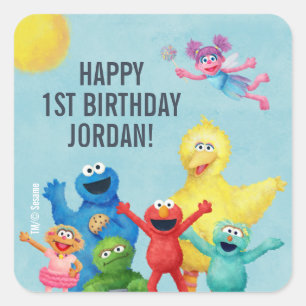 Sesame Street Character Illustration Square Sticker