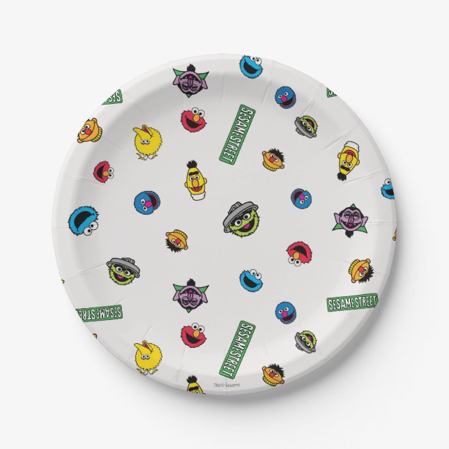 Sesame Street Character Pattern Paper Plate (Front)