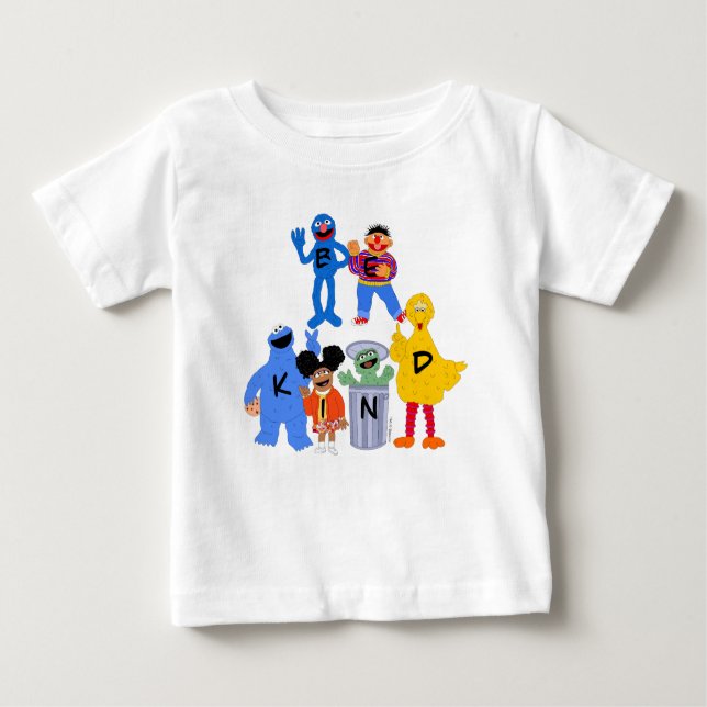 Sesame Street Characters | Be Kind - Sign Language Baby T-Shirt (Front)