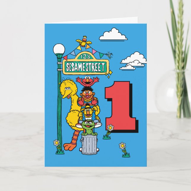Sesame Street Characters Birthday Card (Front)