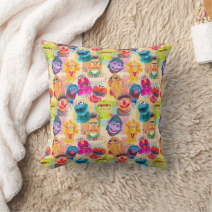 Sesame Street Characters   Colourful Pattern Cushion