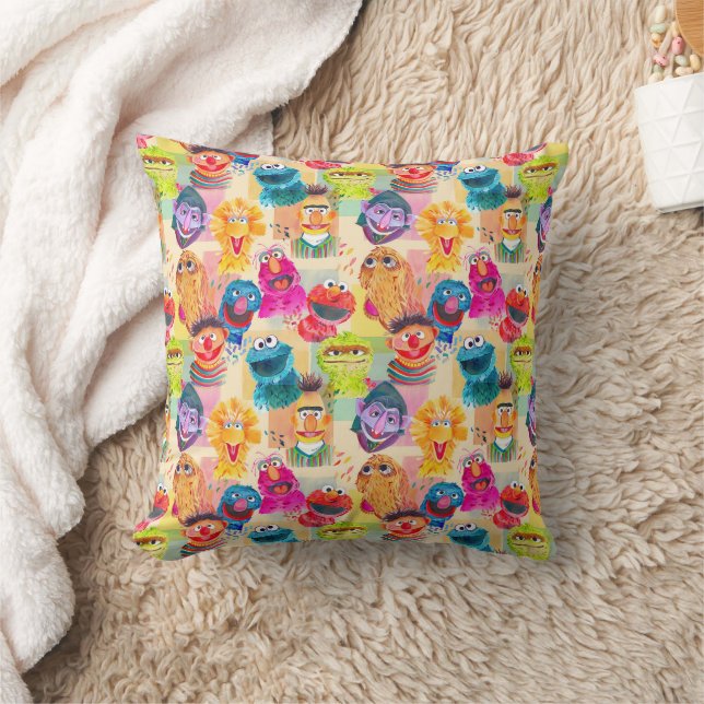 Sesame Street Characters | Colourful Pattern Cushion (Blanket)