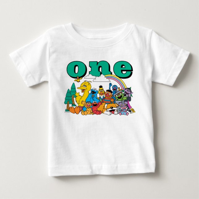 Sesame Street Characters First Birthday Baby T-Shi T-Shirt (Front)