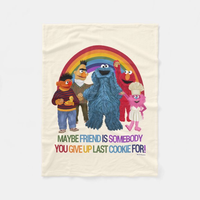 Sesame Street Characters | Friends Quote Fleece Blanket (Front)