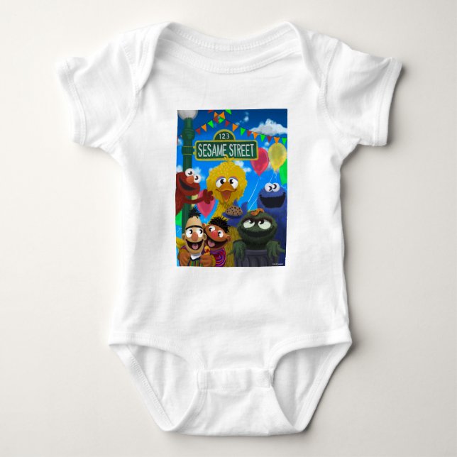 Sesame Street Characters | Party Scene Baby Bodysuit (Front)