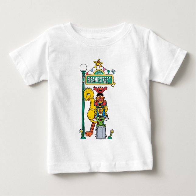 Sesame Street Characters & Street Sign Baby T-Shir Baby T-Shirt (Front)