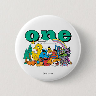 Sesame Street Characters & Street Sign Birthday 6 Cm Round Badge