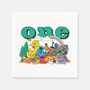 Sesame Street Characters & Street Sign Birthday Napkin
