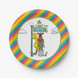Sesame Street Characters & Street Sign Birthday Paper Plate