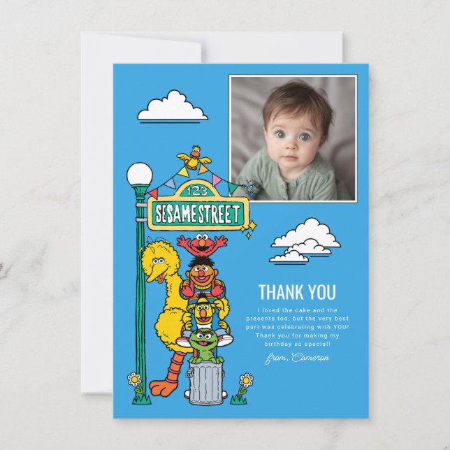 Sesame Street Characters & Street Sign Thank You C Card (Front)