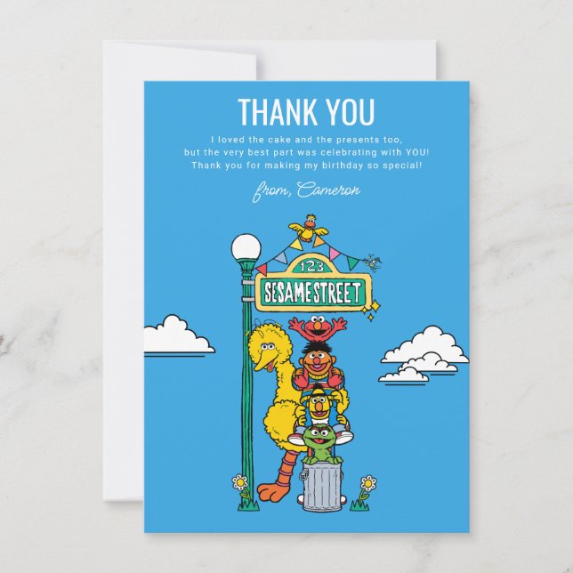 Sesame Street Characters & Street Sign Thank You C Card (Front)