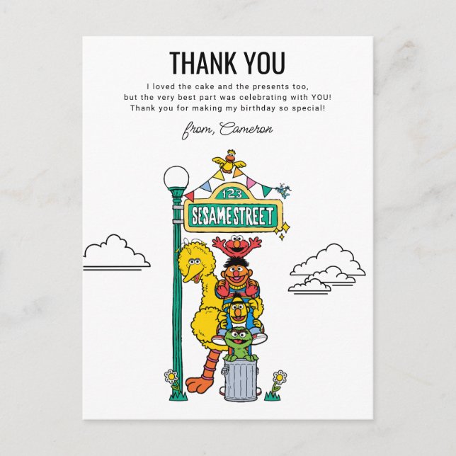 Sesame Street Characters & Street Sign Thank You P Postcard (Front)