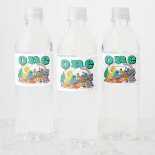 Sesame Street Characters & Street Sign Water Bottle Label