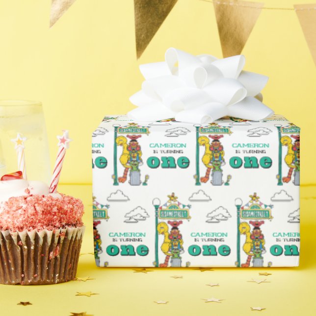 Sesame Street Characters & Street Sign Wrapping Pa Paper (Birthday Party)