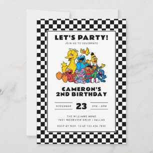 Sesame Street Checkerboard Birthday Invitation