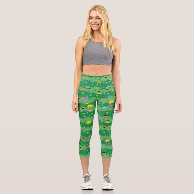 Sesame Street Christmas Lights Pattern Capri Leggings (Front)