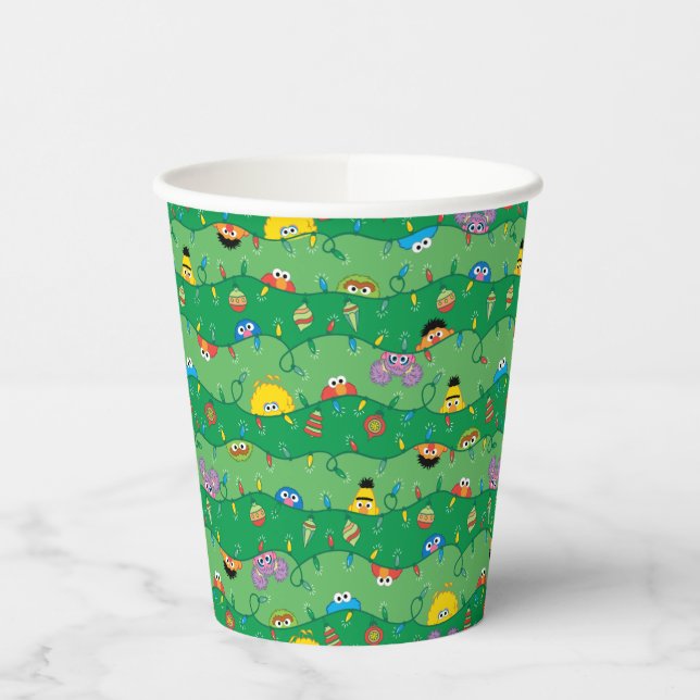 Sesame Street Christmas Lights Pattern Paper Cups (Left)