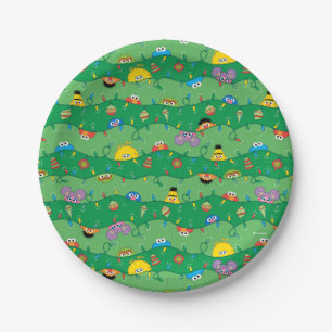 Sesame Street Christmas Lights Pattern Paper Plate