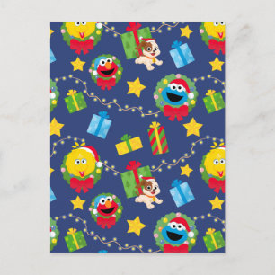 Sesame Street Christmas Lights Pattern Postcard