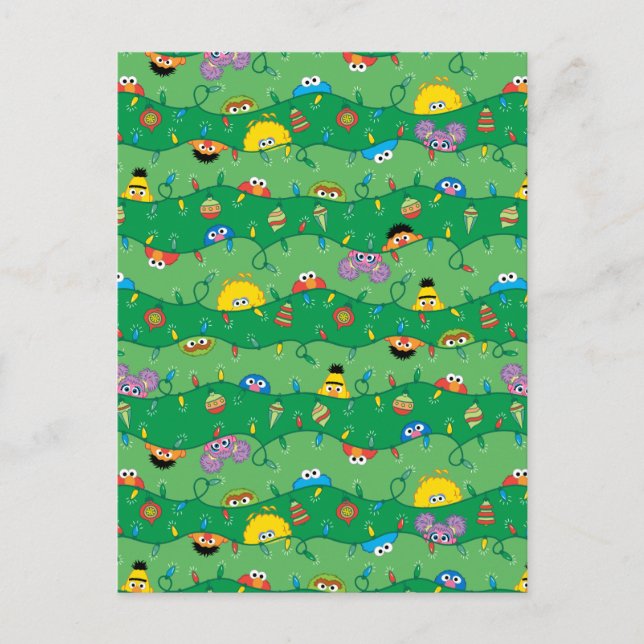 Sesame Street Christmas Lights Pattern Postcard (Front)