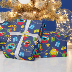 Sesame Street Christmas Lights Pattern Wrapping Paper
