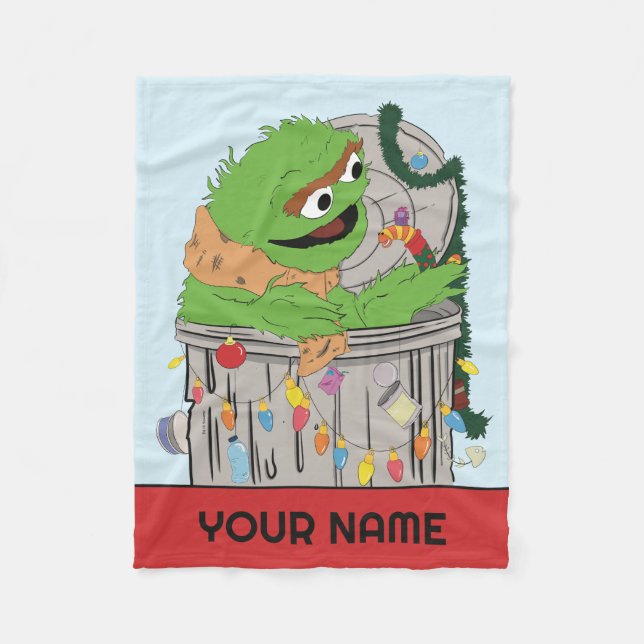 Sesame Street | Christmas Oscar the Grouch Fleece Blanket (Front)