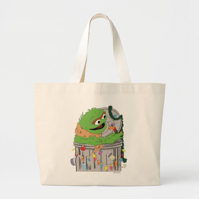 Sesame Street | Christmas Oscar the Grouch Large Tote Bag (Front)