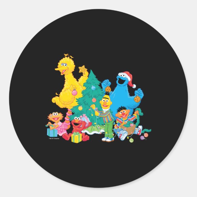 Sesame Street Christmas Pals T Shirt  Classic Round Sticker (Front)