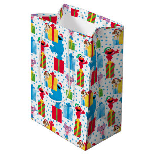 Sesame Street Christmas Presents Pattern Medium Gift Bag