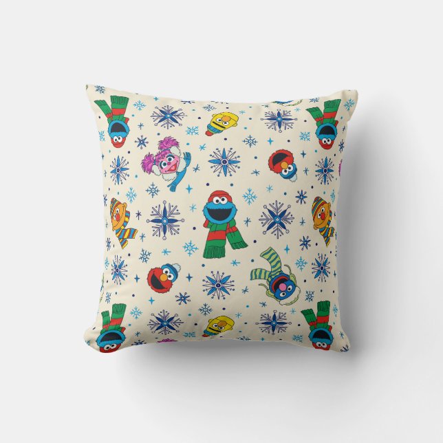 Sesame Street Christmas Snowflake Pattern Cushion (Front)