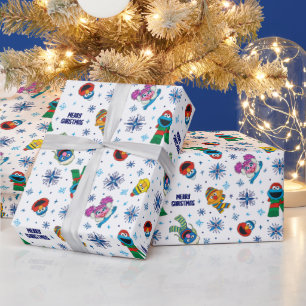 Sesame Street Christmas Snowflake Pattern Wrapping Paper